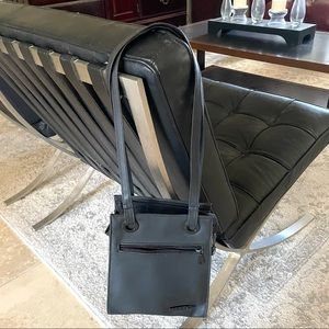 Vegan black square backpack shoulder tote